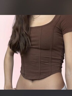 Hollister Chocolate Brown Square Neck Crop Top